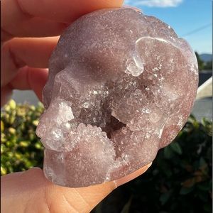 SKULL LOVERS - Pink Amethyst Skull With Open Druzy and Quartz